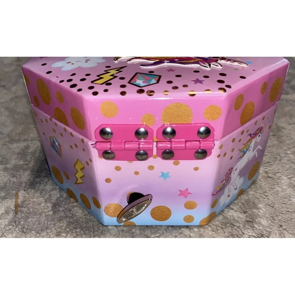 Pink Multi Girls Rainbow Unicorn Music‎ Jewel Storage Box